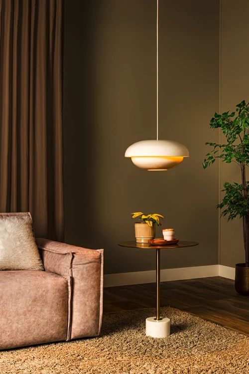 Lucide YOUNES - Suspension - Ø 40 cm - 1xE27 - Crème | Essential - ambiance 1